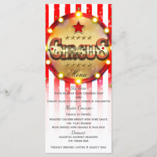 Événement de fête foraine menu rayé rouge blanc or