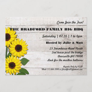 Événement de fête Sunflowers Invitations rustiques