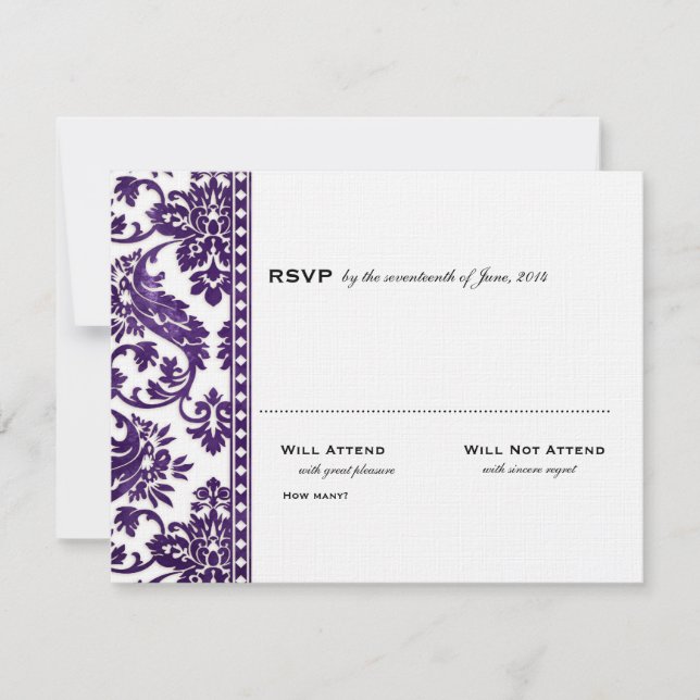 Evénement Vintage Dentelle Damas Mariage RSVP (Devant)