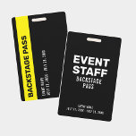 Event Backstage Pass Event-Mitarbeiter Black ID-Ab Ausweis<br><div class="desc">Event Backstage Pass Event-Mitarbeiter Black ID Abzeichen. Ein personalisiertes Abzeichen mit einer bearbeitbaren Vorlage für besondere Ereignisse. Kann von Mitarbeitern als Zugangsausweis oder Bühne verwendet werden. Karo aus der Erholung der Kollektion für andere Designvarianten.</div>