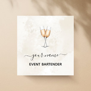 Event Barkeeper Champagne Glass Elegante Marble Quadratische Visitenkarte
