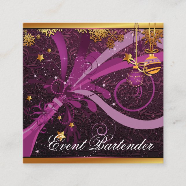 Event Barkeeper Champagne Pop Neujahr Quadratische Visitenkarte (Vorderseite)