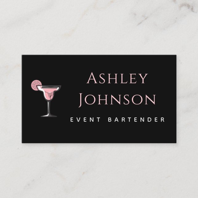 Event Barkeeper Glamour Cocktail Drink Black Visitenkarte (Vorderseite)