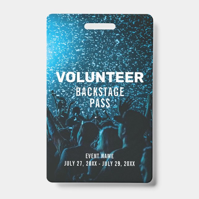 Event Foto Backstage Pass Event Volunteer Ausweis (Vorderseite)