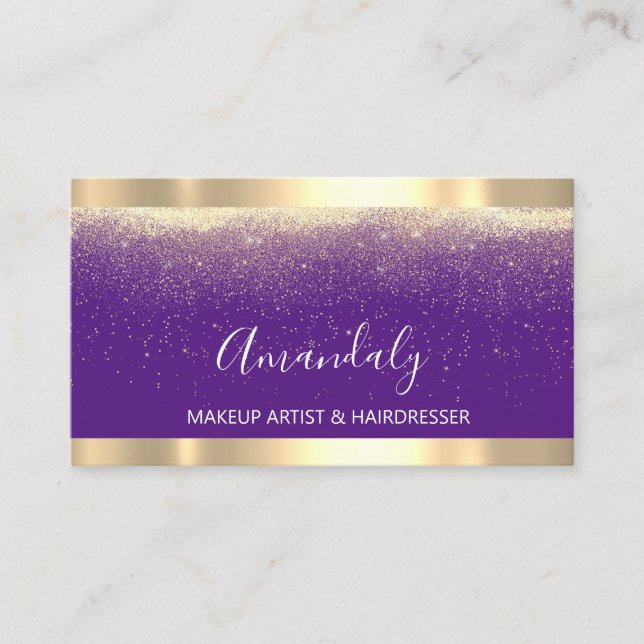 Event Hochzeitsplaner Makeup Artist Lila Gold Visitenkarte (Vorderseite)