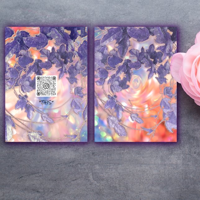 EVENT HOLOGRAFISCHE MODERNE GEBRAUCHSGEBÜHREN - QR EINLADUNG (EVENT HOLOGRAPHIC MODERN LEAFS WREATH QR LOGO INVITATION)