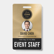 Event-Mitarbeiter-ID-Ausweis - Metallic Gold Schwa