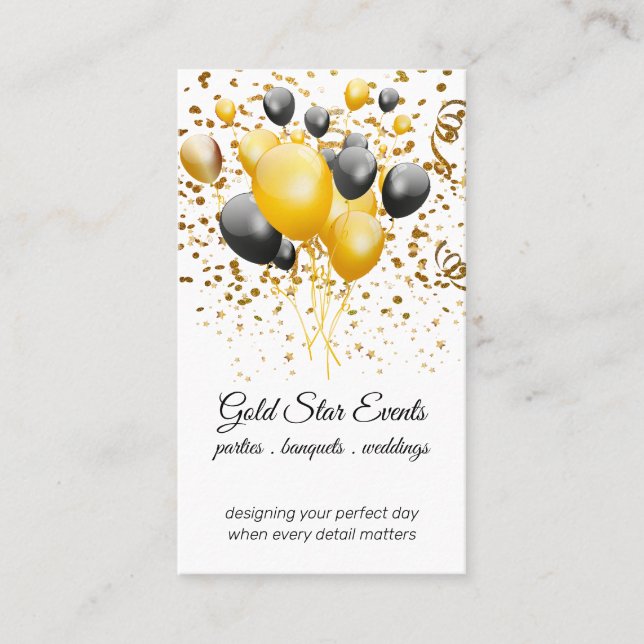 Event Party Planer Ballons und Confetti Visitenkarte (Vorderseite)