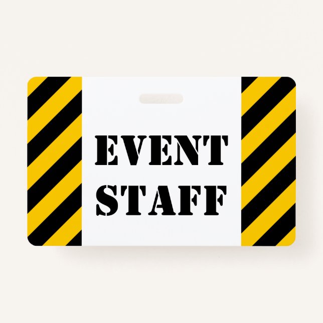 "EVENT PERSONAL" + Abzeichen "Black & Yellow Strip Ausweis (Vorderseite)