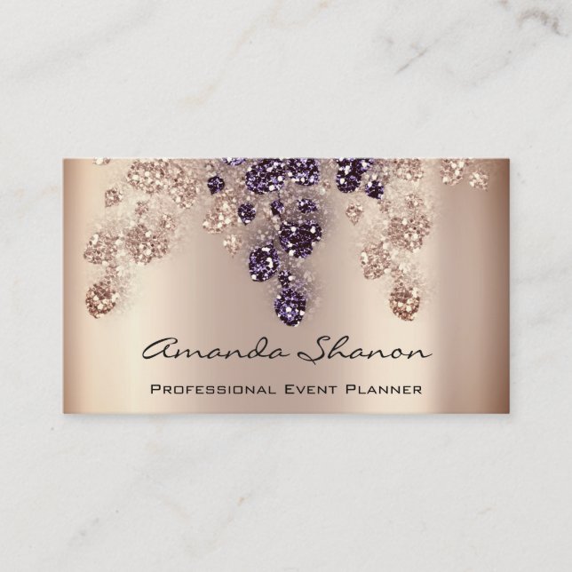 Event-Planer Couch QrCode Foto Logo-Rose Gold Visitenkarte (Vorderseite)