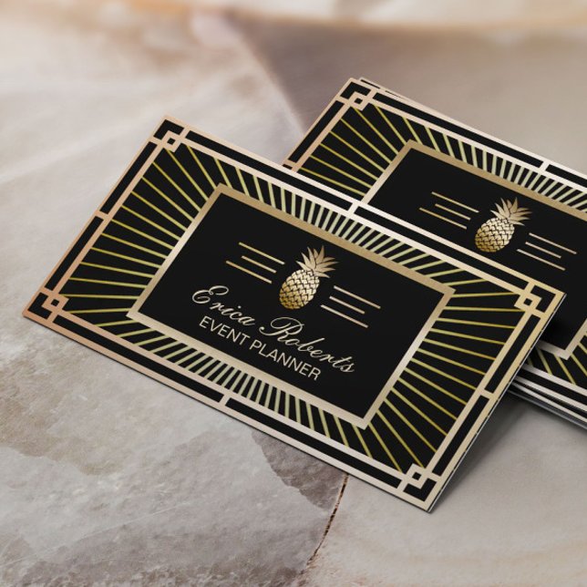 Event-Planer Vintag Gold Ananas Art Deco Visitenkarte (Von Creator hochgeladen)