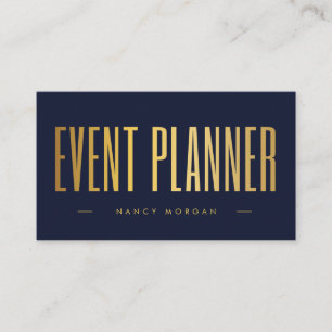 Event Planner Logo Navy Und Gold Qr Code Visitenkarte