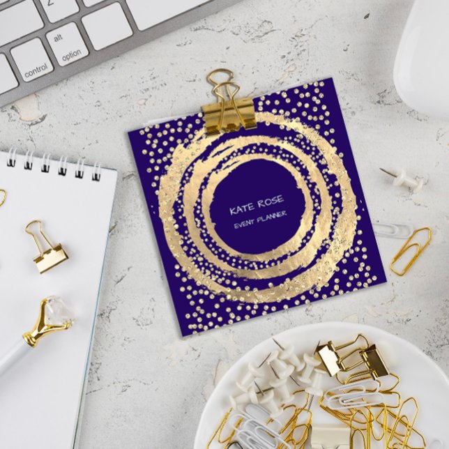 Event Planner Music Media Fashion Blogger Navy Quadratische Visitenkarte (Event Planner Music Media Fashion Blogger Navy Square Business Card)
