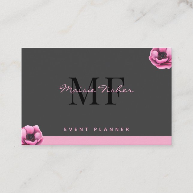 Event Planner QR Code Monogram Custom Modern Visitenkarte (Vorderseite)