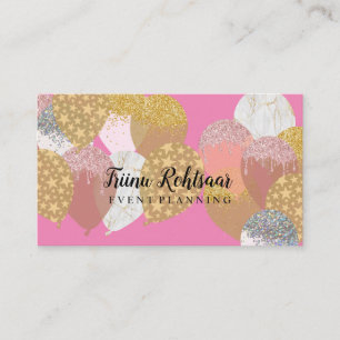 Event Planning Glitzer Sparkling Rose Business Car Visitenkarte
