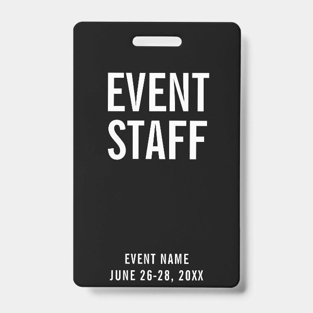 Event Staff Black All Access Pass Ausweis (Front)