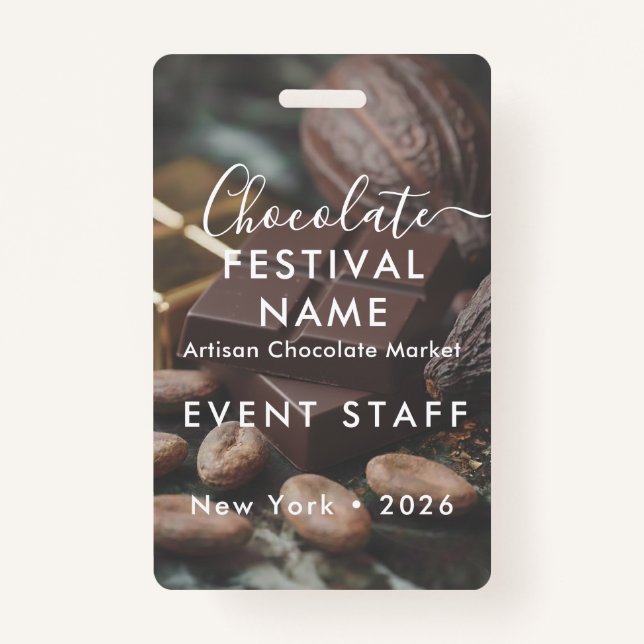Event Staff Photo Custom Chocolate Festival Name  Ausweis (Vorderseite)