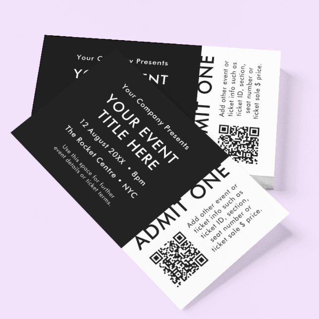 Event-Ticket | Black Modern QR Code Concept Ticket (Von Creator hochgeladen)