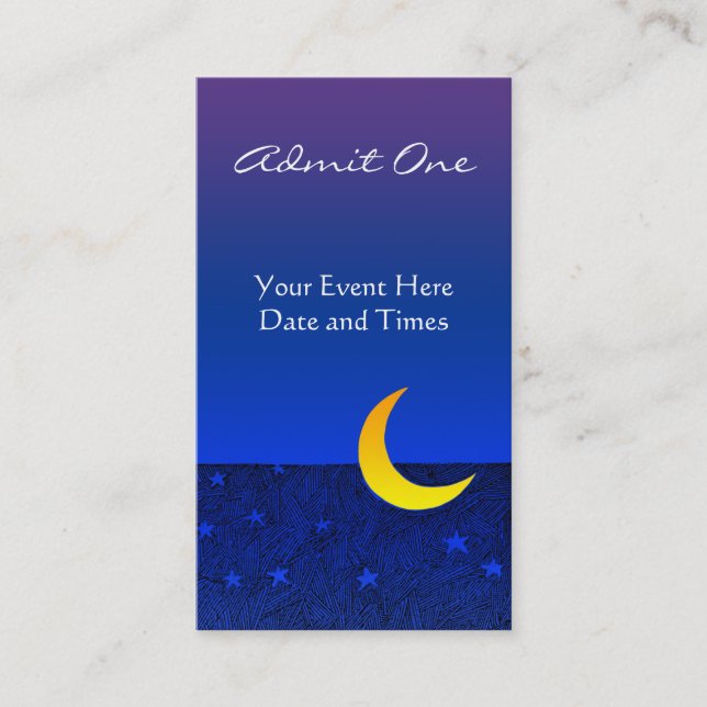Event Ticket Business Card für Mond und Stars (Vorderseite)