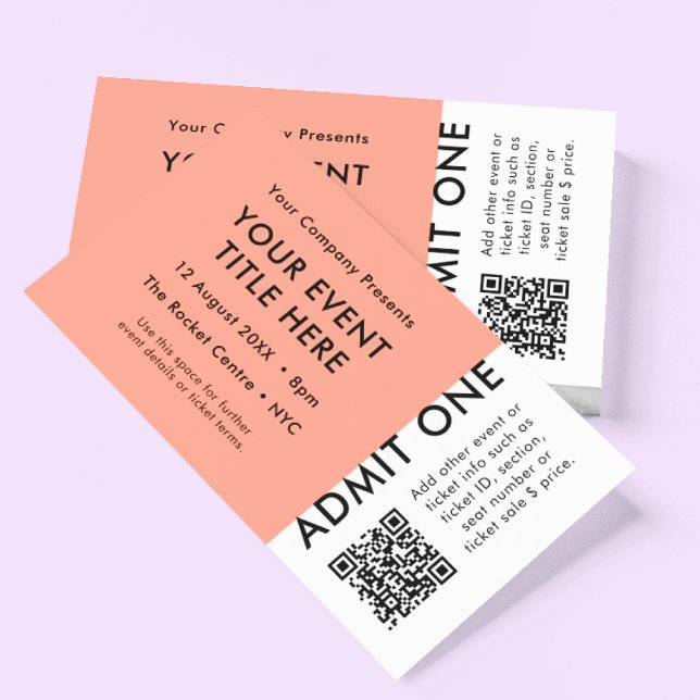 Event-Ticket | Coral Pink QR Code Konzert Ticket (Von Creator hochgeladen)