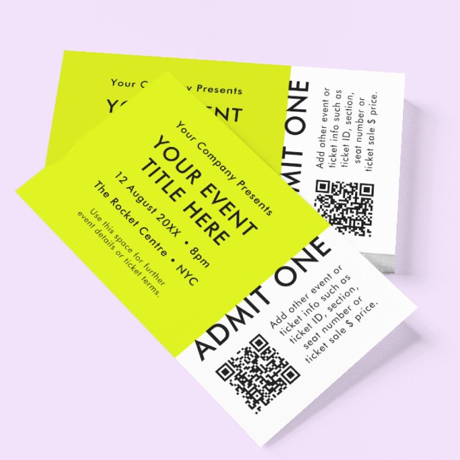 Event-Ticket | Lime Green QR Code Concept Ticket (Von Creator hochgeladen)