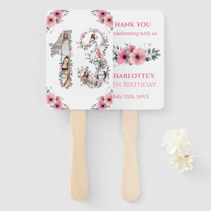 Éventail 13e anniversaire Photo Collage Rose Fleur Fille Bl