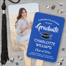 Éventail 1 Diplôme photo Elégant Royal Bleu et Blanc