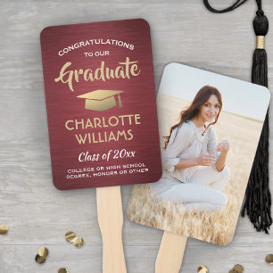 Éventail 1 Photo Graduation Brushed Burgundy Red Gold White