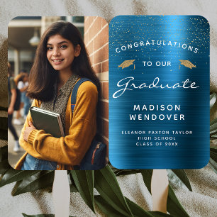 Éventail 2025 Photo Turquoise Bleu Brossé Métal Graduation