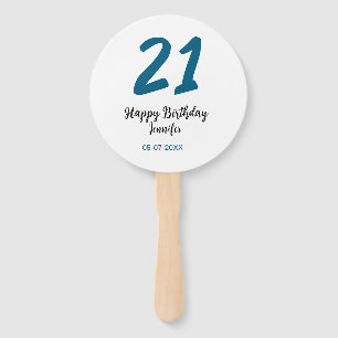 Éventail 21 ans audacieux lettre bleue simple minimum