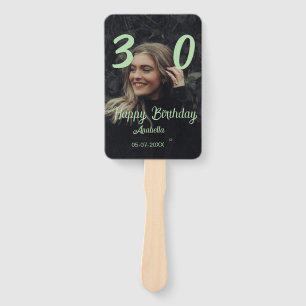 Éventail 30e anniversaire ajouter nom date année vert paste