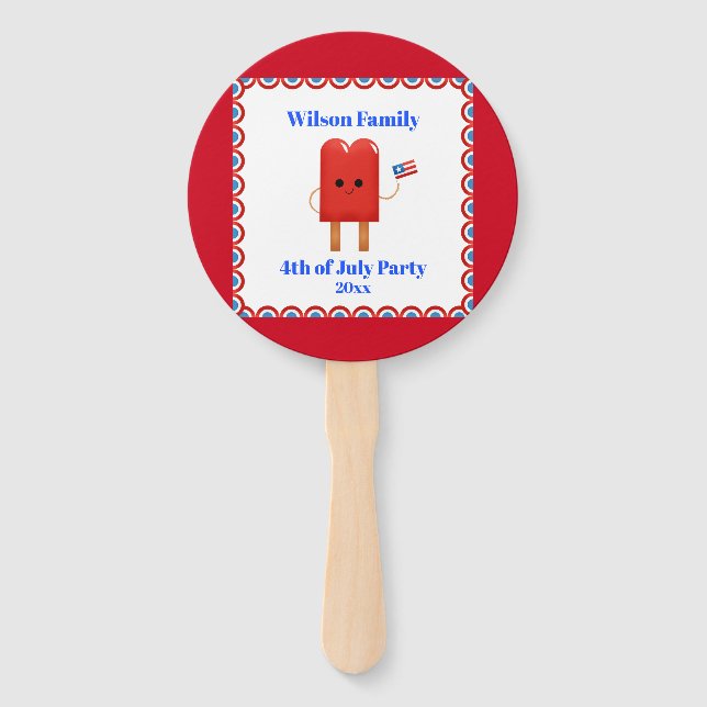 Éventail 4 juillet Parti Cute Patriotic Popsicle (Devant)