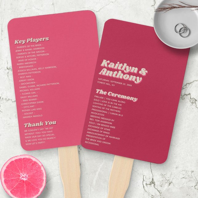 Éventail 70's Retro Super Viva Magenta Mariage (Créateur téléchargé)