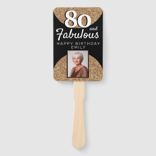 Éventail 80 & Fabuleux Paillettes Dorées Photo 80e Annivers