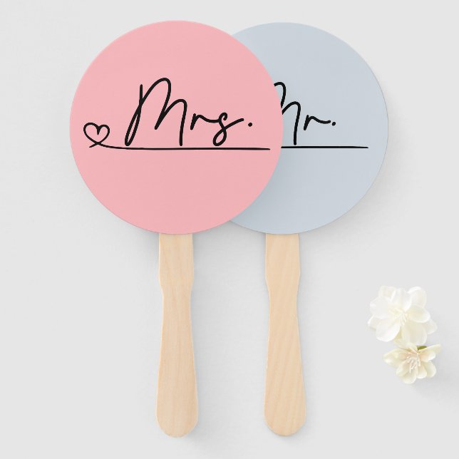Éventail à main pour jeu de mariage Monsieur Madam (Devant et derrière)