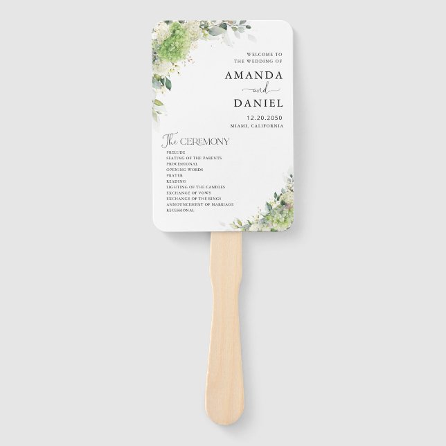 Éventail à main pour programme de mariage aux hort (Devant)