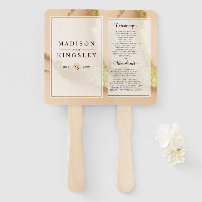 Éventail Abstrait de corail moderne 💡 Mariage d'huile d'en (Devant et derrière)