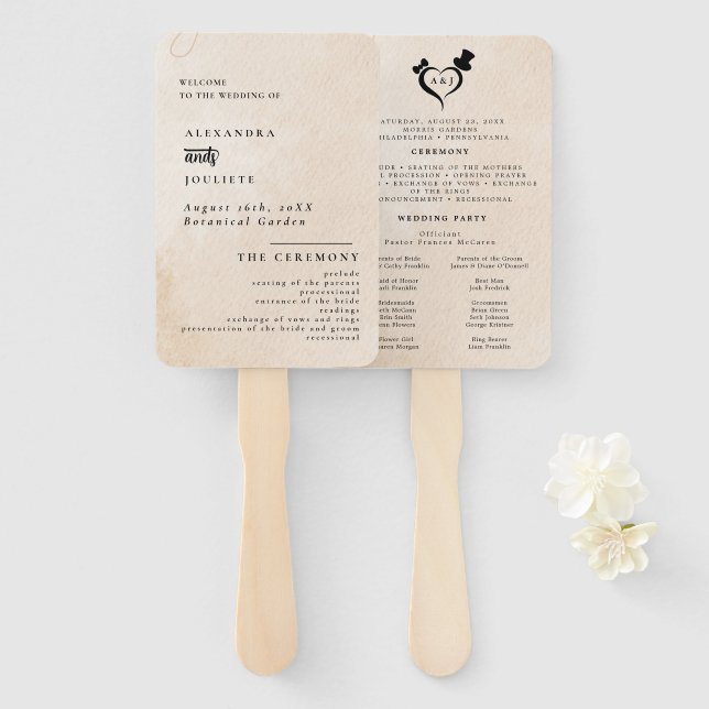 Éventail Accueil mariage (Devant et derrière)