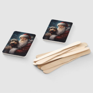 Éventail Airedale avec Noël Festif du Père Noël