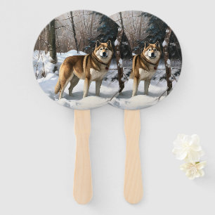 Éventail Akita Laissez Tomber La Neige De Noël