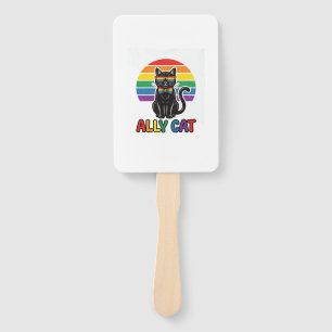 Éventail Ally Cat Rainbow Pride Vintage Chat T-Shirt Design
