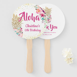 Éventail Aloha fan rose de main de faveur d'anniversaire