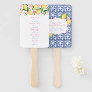 Éventail Amalfi Lemons Blue Tiles Mileston Menu Anniversair