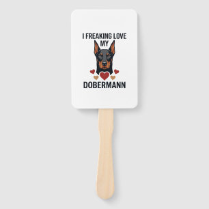 Éventail Amour fou pour le chien Dobermann Cœurs rouges_1