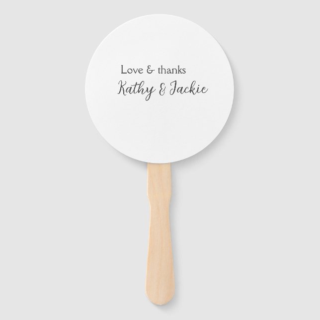 Éventail Amour & merci nom du couple mariage simple minimal (Devant)