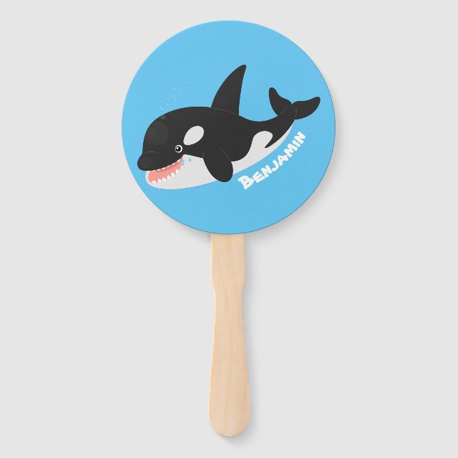 Éventail Amusante baleine orque mignonne dessin animé (Devant)