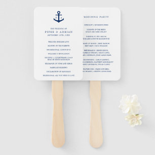 Éventail Ancre bleue marine Monogramme Programme de mariage