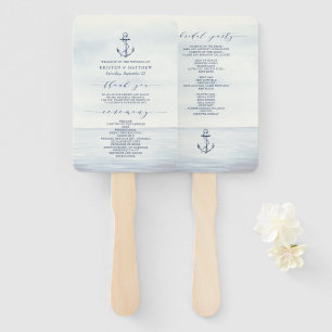 Éventail Ancre nautique Aquarelle Océan Mariage