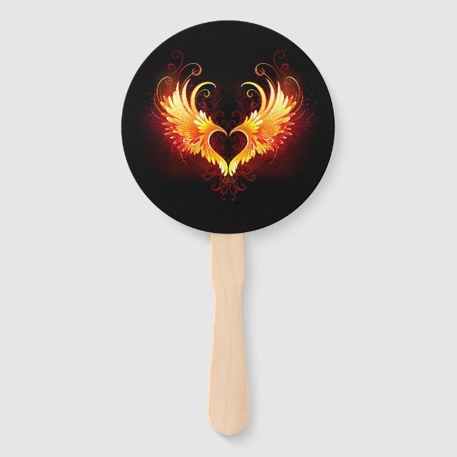 Éventail Angel Fire Heart with Wings (Devant)