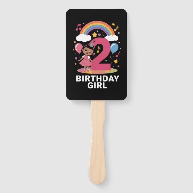 Éventail Anniversaire de deux ans fille mignonne 2e anniver (Devant)